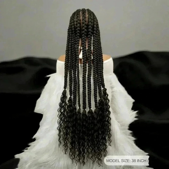 28" Braided full lace wig,  Ghana Weave, long tick Braids, Natural Baby Hair, - Picture 2 of 15